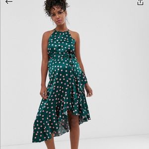 ASOS Maternity High Neck Midaxi Polka Dot Dress